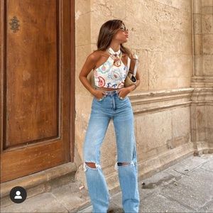 Zara full length ripper jeans